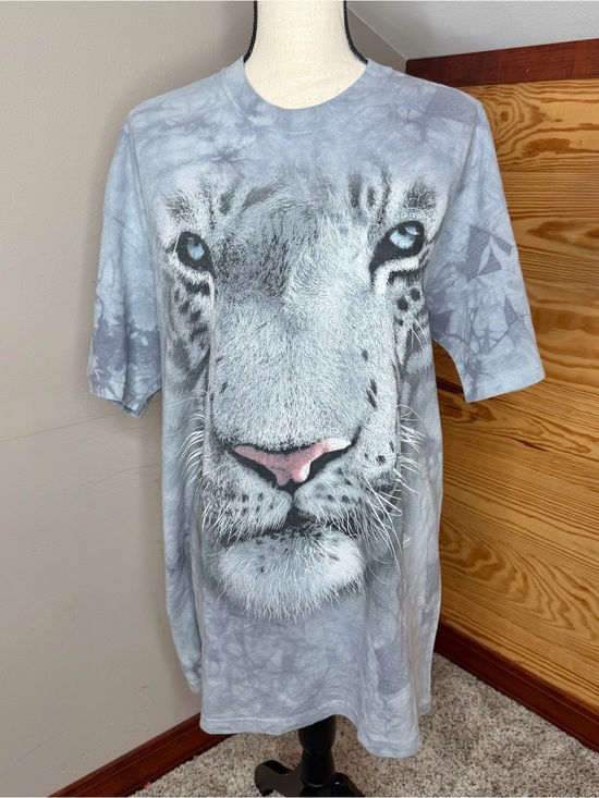 The Mountain Tops - The Mountain White Tiger Face Classic Cotton T-Shirt Extra Large XL Unisex Gray